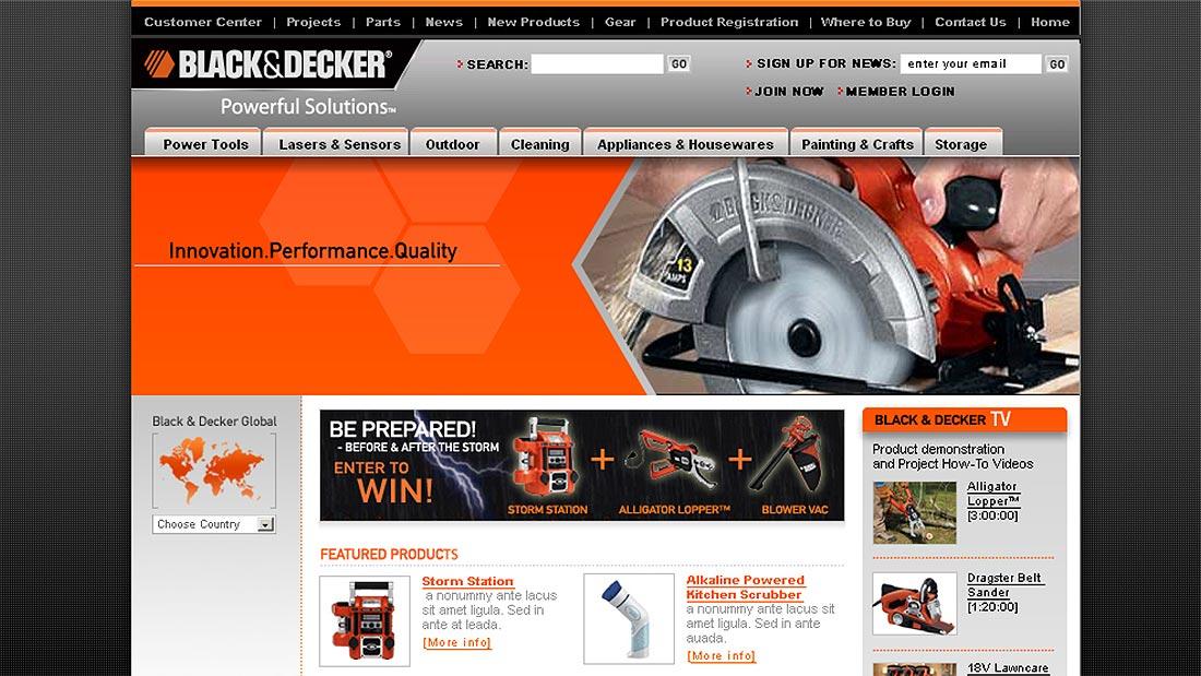 Black & Decker first website view