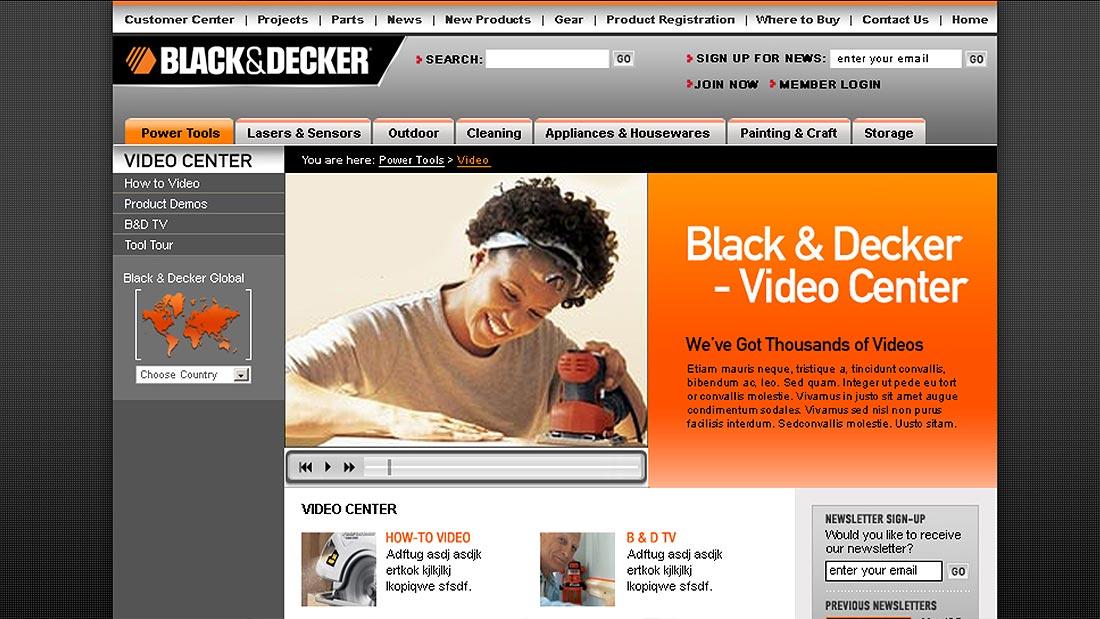 Black & Decker second website view
