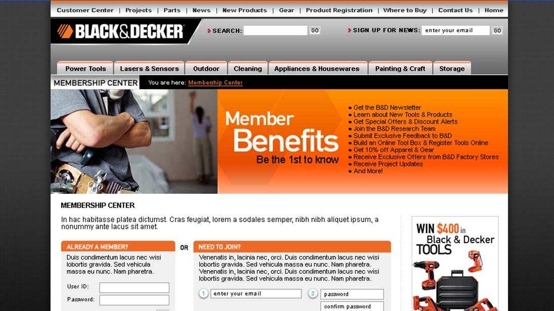 Black & Decker fourth website view