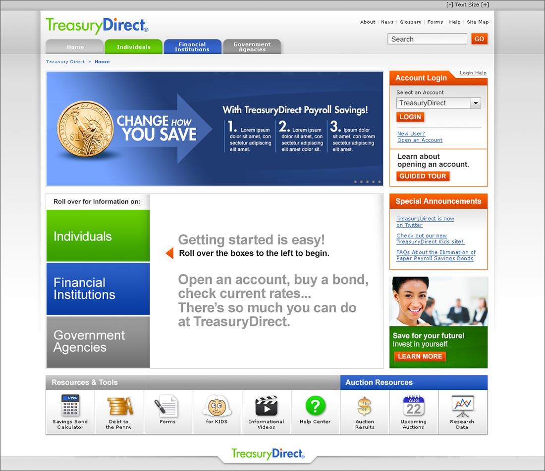 Treasury Direct website view