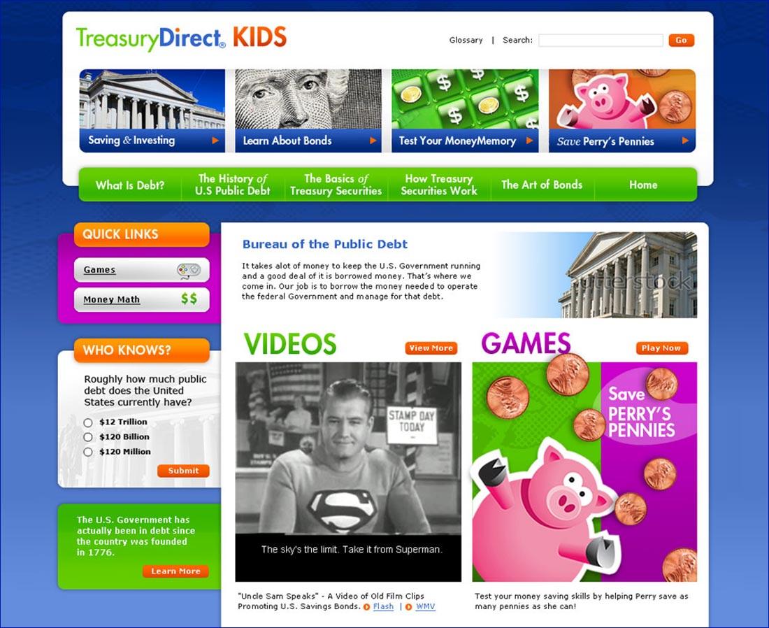 Treasury Direct Kids website view