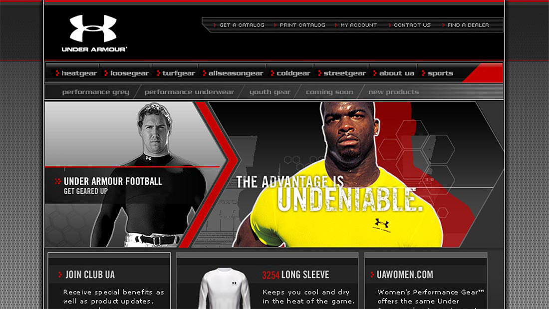 Under Armour second website view